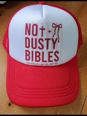 Red & White 'No Dusty Bibles' Trucker Hat